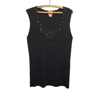Sleeveless Black Rhinestone Top
